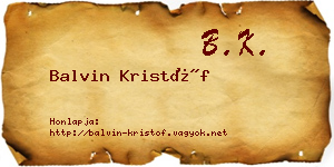 Balvin Kristóf névjegykártya